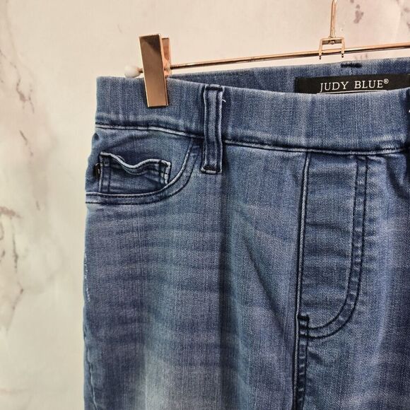 Judy Blue Jeans Womens 5 27 Skinny Fit Jogger Pull On High Rise Crop Frayed - Picture 2 of 12
